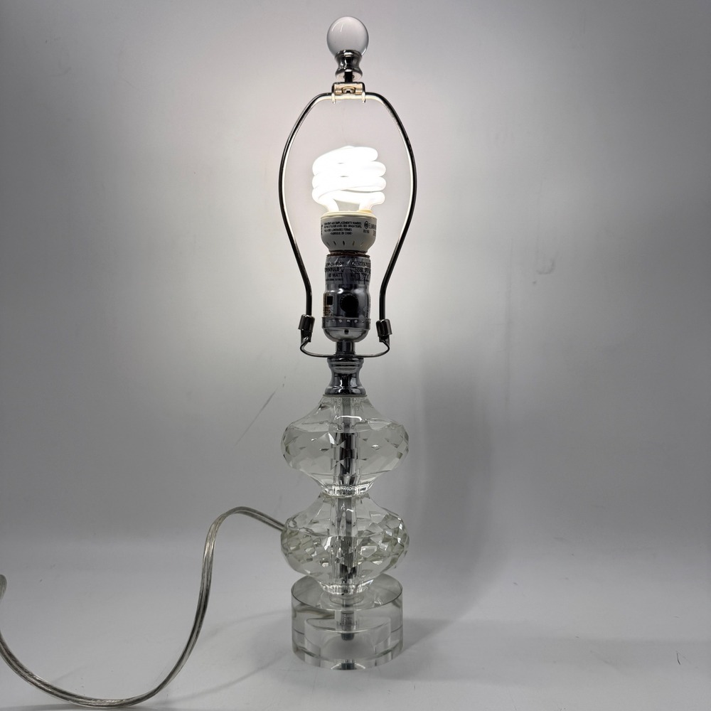 Vintage Cut Glass Table Lamp Hollywood Regency Style